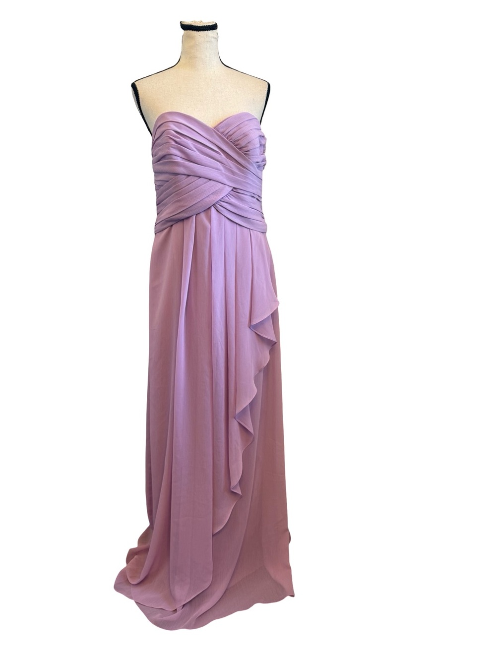 David's Bridal Strapless Lavender Chiffon Maxi Gown Size 10 Formal Bridesmaid